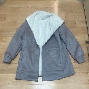 Women's Gray Sherpa-Lined faux fur Jacket like new size small